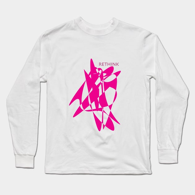 Rethink pink abstract design Long Sleeve T-Shirt by FunLeemon